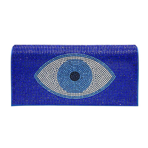 Vibrant Red Eye Embellished Clutch Bag