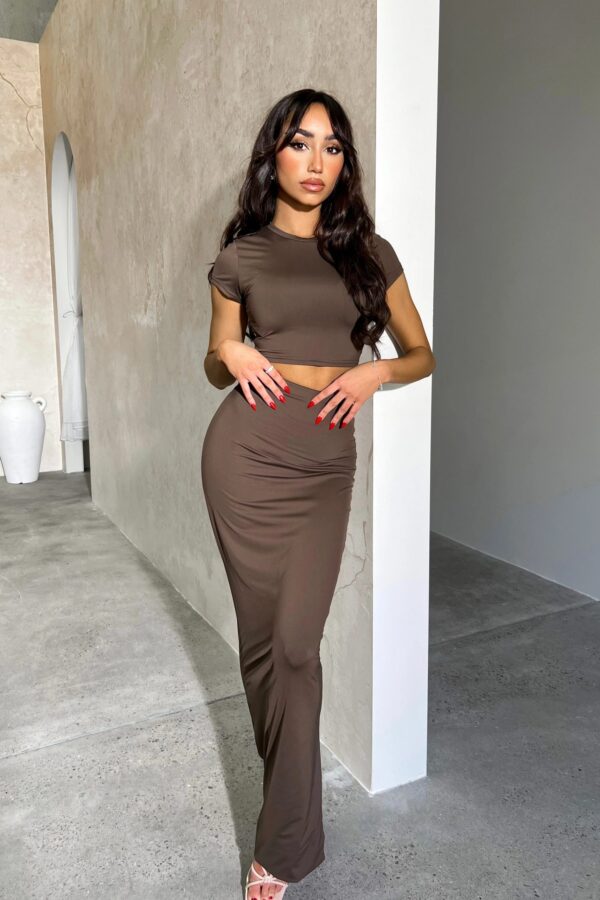 Elegant Chocolate Brown Two-Piece Set