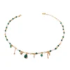 Elegant Beaded Necklace With Green And Pearl Accents