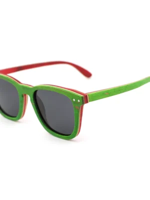 Eco-Friendly Green And Red Wooden Sunglasses