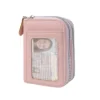 Compact Pink Zipper Wallet With Id Window