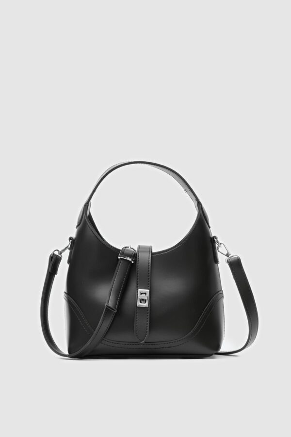 Elegant Black Faux Leather Handbag