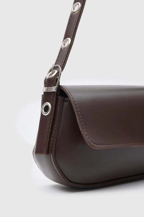 Elegant Brown Faux Leather Shoulder Bag
