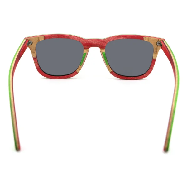 Eco-Friendly Green And Red Wooden Sunglasses