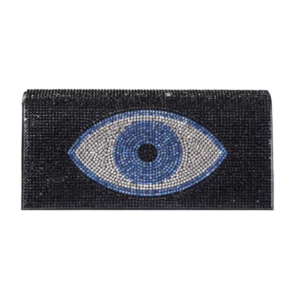 Vibrant Red Eye Embellished Clutch Bag