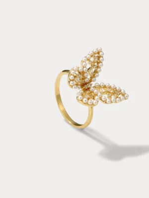 Elegant Butterfly Pearl Ring