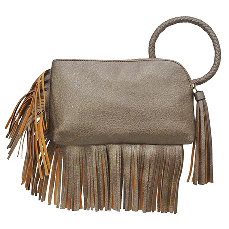 Stylish Faux Leather Fringe Handbag