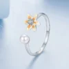 Exquisite Floral Pearl Ring