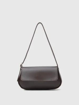Elegant Brown Faux Leather Shoulder Bag