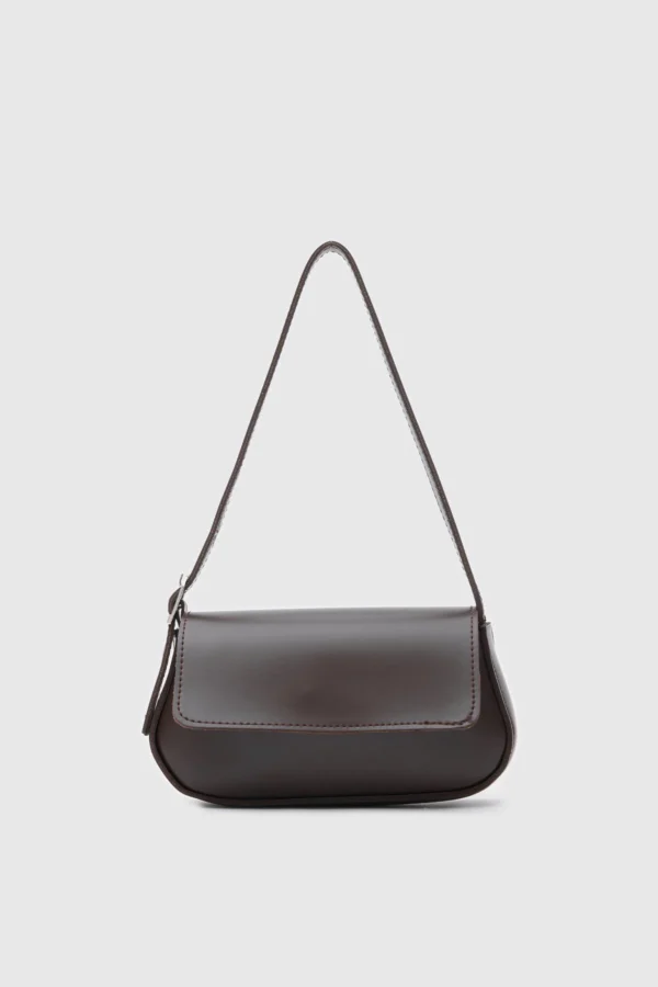 Elegant Brown Faux Leather Shoulder Bag