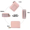 Compact Pink Zipper Wallet With Id Window
