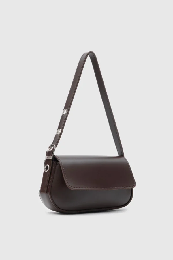 Elegant Brown Faux Leather Shoulder Bag