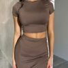 Elegant Chocolate Brown Two-Piece Set
