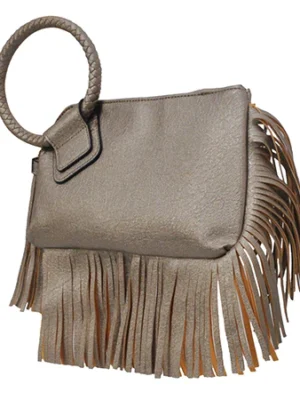 Stylish Faux Leather Fringe Handbag