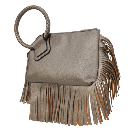Stylish Faux Leather Fringe Handbag