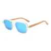 Modern Blue-Tinted Sunglasses With Wooden Temples