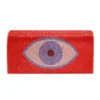 Vibrant Red Eye Embellished Clutch Bag