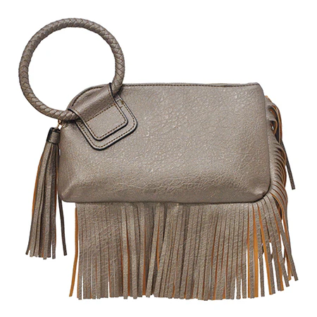 Stylish Faux Leather Fringe Handbag