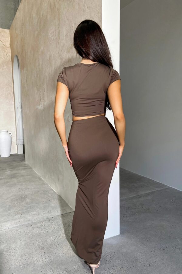 Elegant Chocolate Brown Two-Piece Set