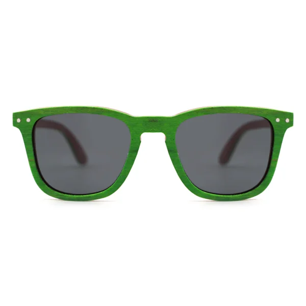 Eco-Friendly Green And Red Wooden Sunglasses