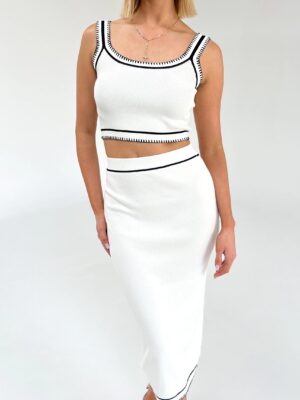 Elegant White Knit Two-Piece Set